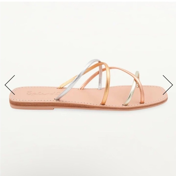 Splendid Frankie Metallic Womens Leather Criss-Cross Slide Sandals NEW!! 6.5W 🩴 - Picture 5 of 14